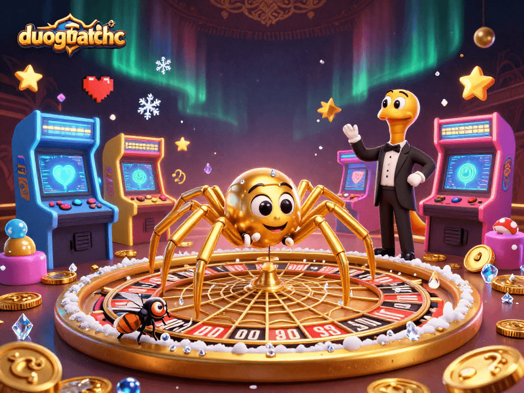 Engage in thrilling duongmatchuoc bets as a nervous fly approaches a roulette-shaped web.