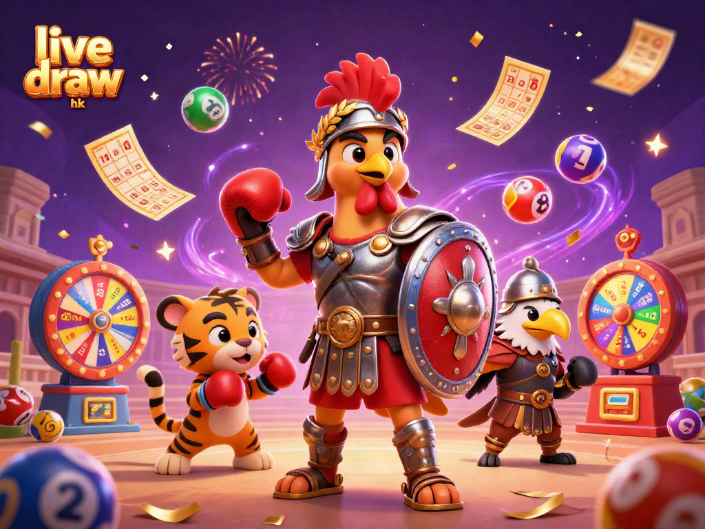 Engage with live draw hk lottery excitement with this vibrant 3D gaming scene featuring dynamic characters.