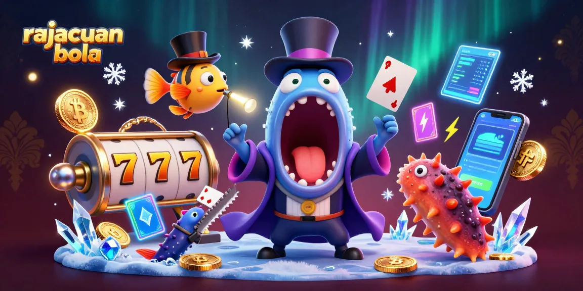 Engage with rajacuan bola games through an animated scene showcasing thrilling slot reels and magical underwater characters.