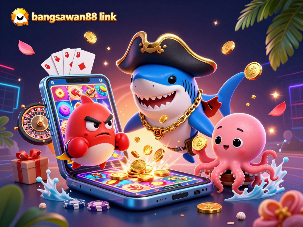 Experience the thrills of value-rich gaming with the bangsawan88 link featuring a vibrant 3D casino scene.