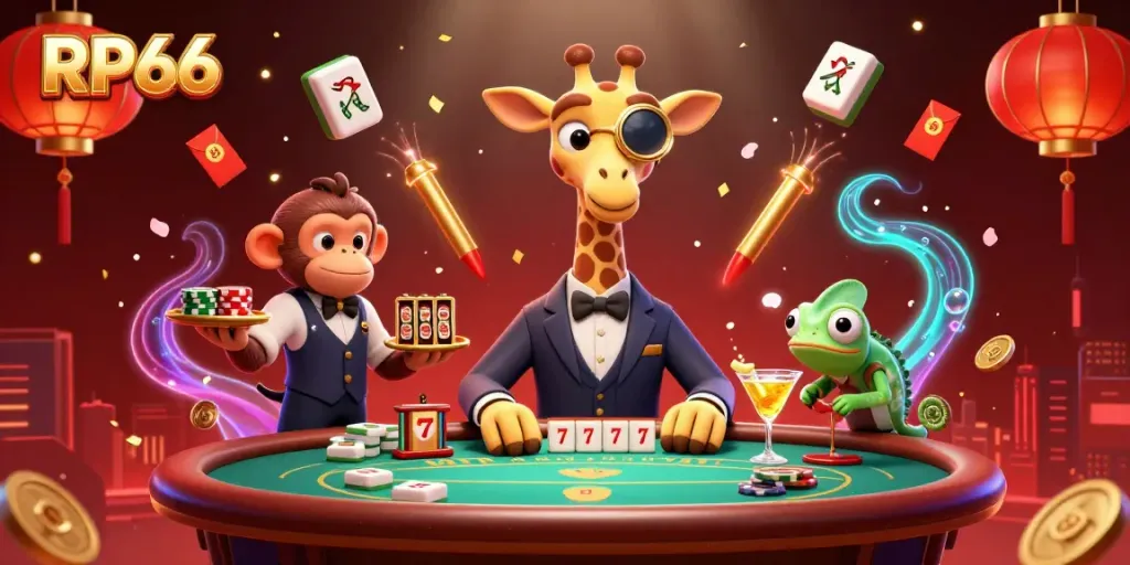 Engage with RP66 in a vibrant casino scene featuring high-roller characters and dynamic gambling elements.