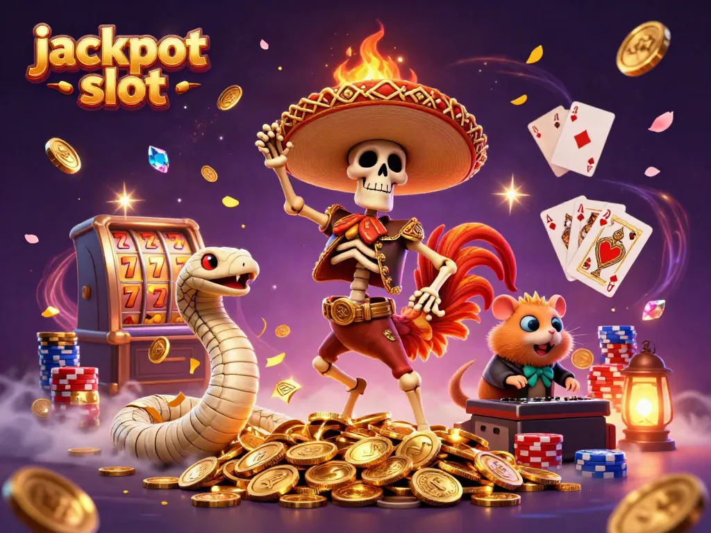 Win big with thrilling jackpot slot action featuring lively characters and dynamic casino elements.
