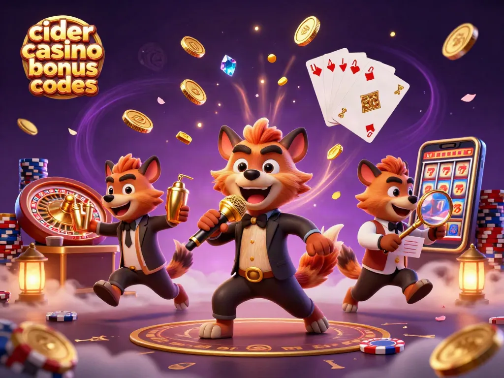 Engage with cider casino bonus codes in an exciting cartoon casino scene featuring hyenas in action.