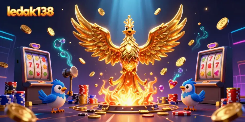 Mainkan game slot di ledak138 dengan ilustrasi semangat dan keberuntungan yang memukau.