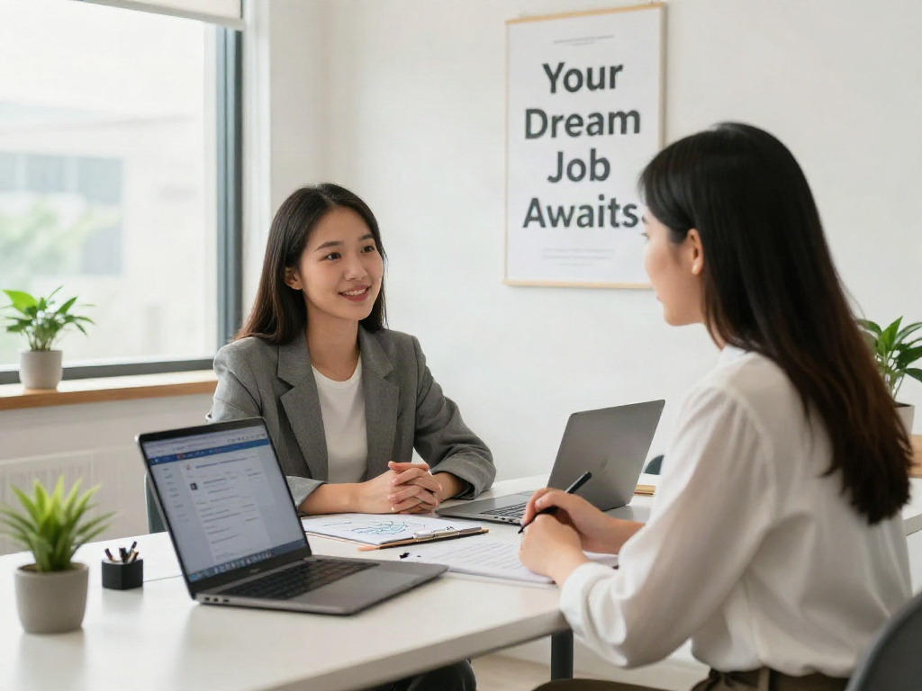 หางาน advice session with a career coach in a modern office