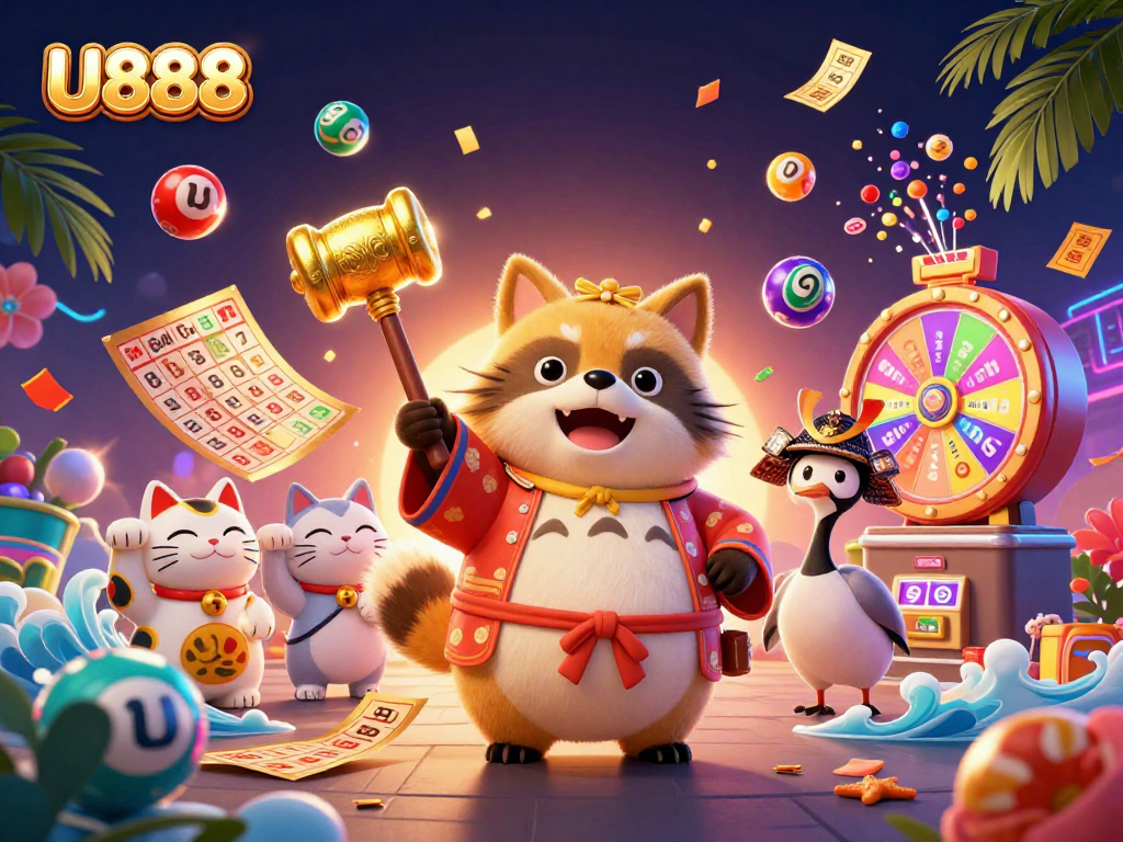 Engage with the exciting world of U888 and win big with vibrant lottery elements and adorable fortune cats!