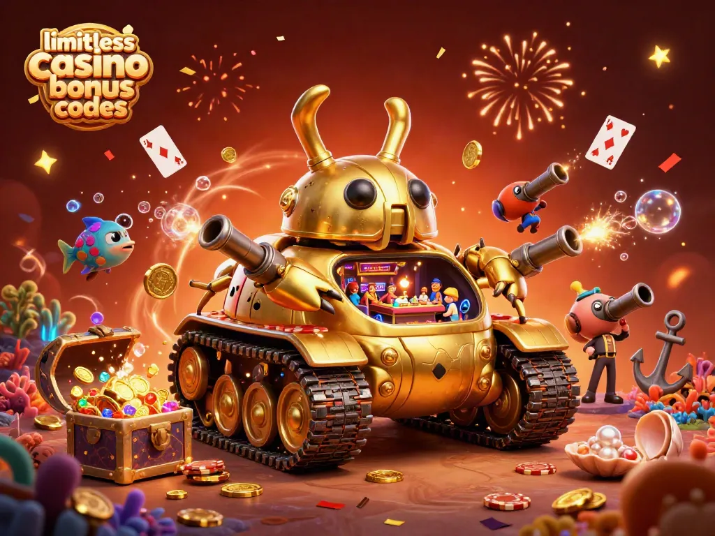 Engage with limitless casino bonus codes through vibrant casino-themed illustration