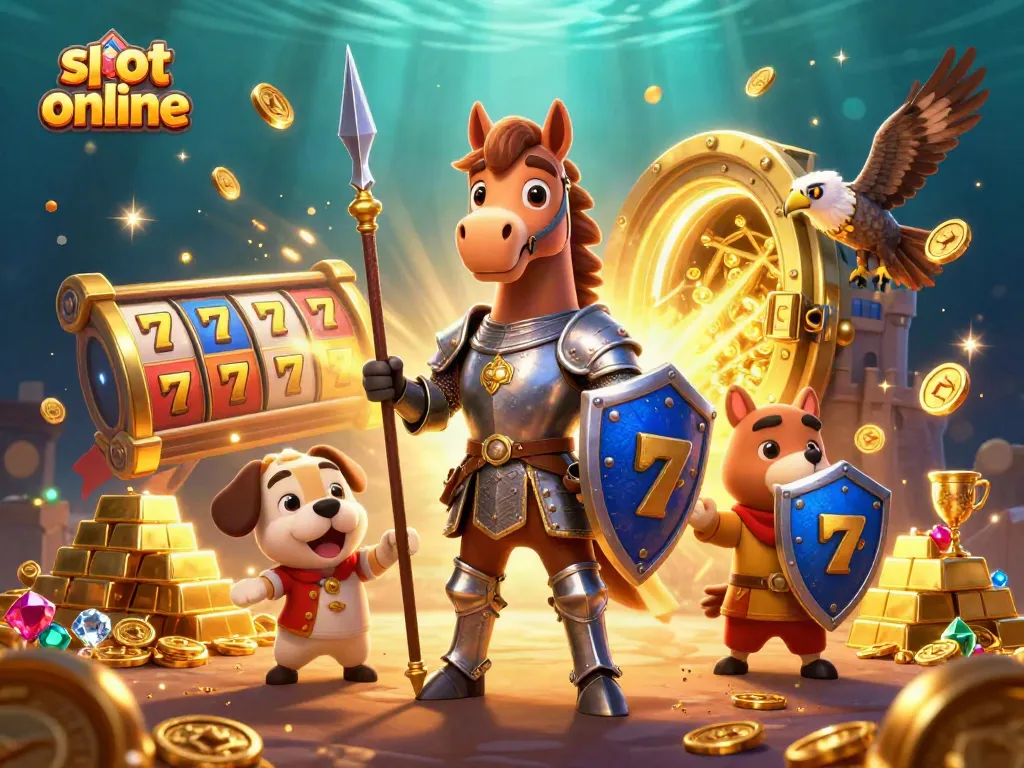 Mainkan slot online dengan karakter menarik, kesatria dan pelayan dalam ilustrasi 3D yang menakjubkan.