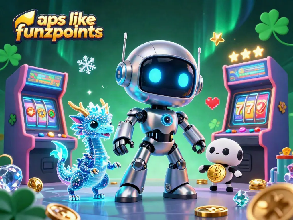 Engage with apps like funzpoints in an exciting 3D casino atmosphere featuring vibrant game elements and characters.