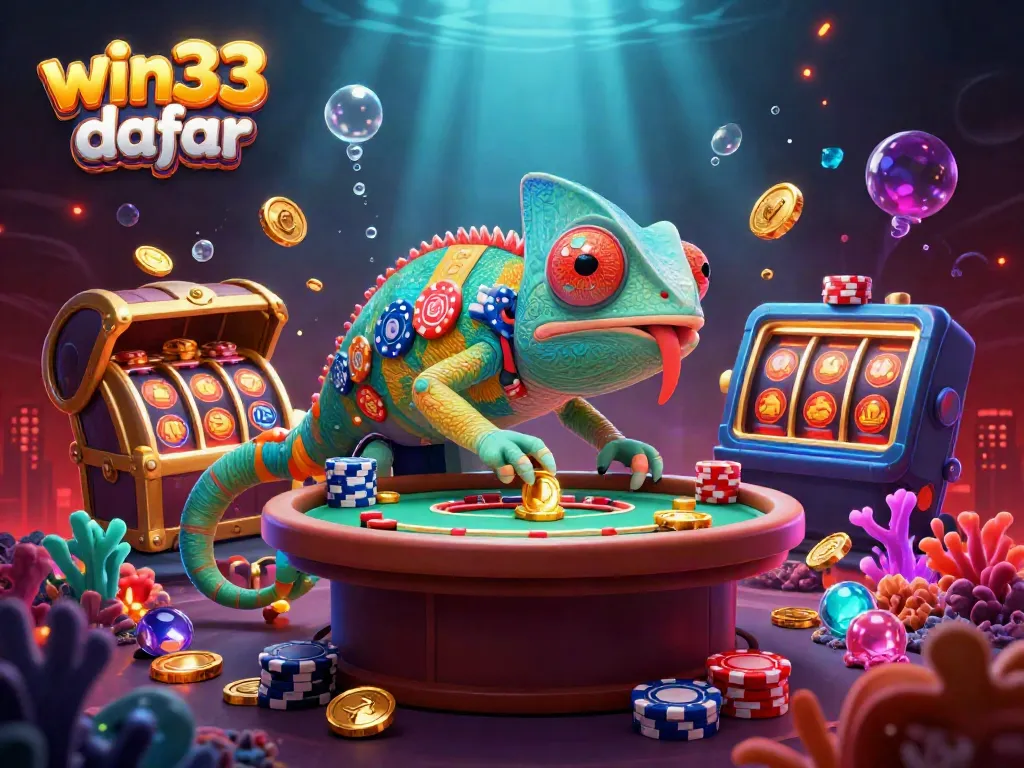 Experience thrilling gameplay with win33 daftar in an illustrated casino scene featuring vibrant characters and exciting elements.