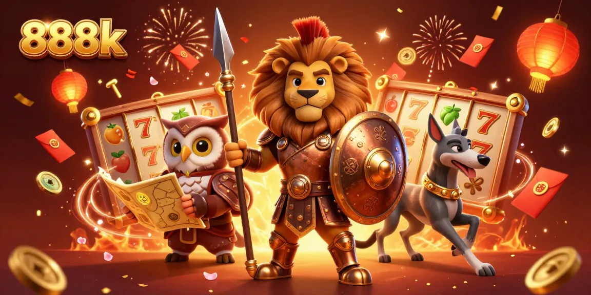 Win big at 888k with dynamic slot reels and heroic characters in a vibrant casino scene.