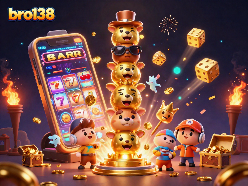 Spin to win big with the bro138 slot machine featuring golden totem poles and jackpots!