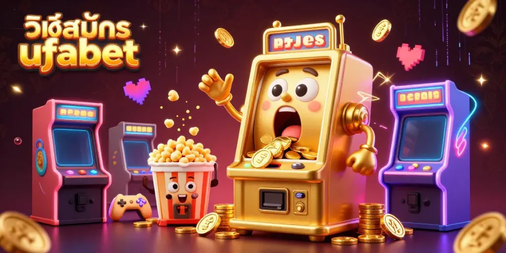 Experience the excitement of วิธีสมัคร ufabet with a vibrant golden slot machine celebrating a jackpot.