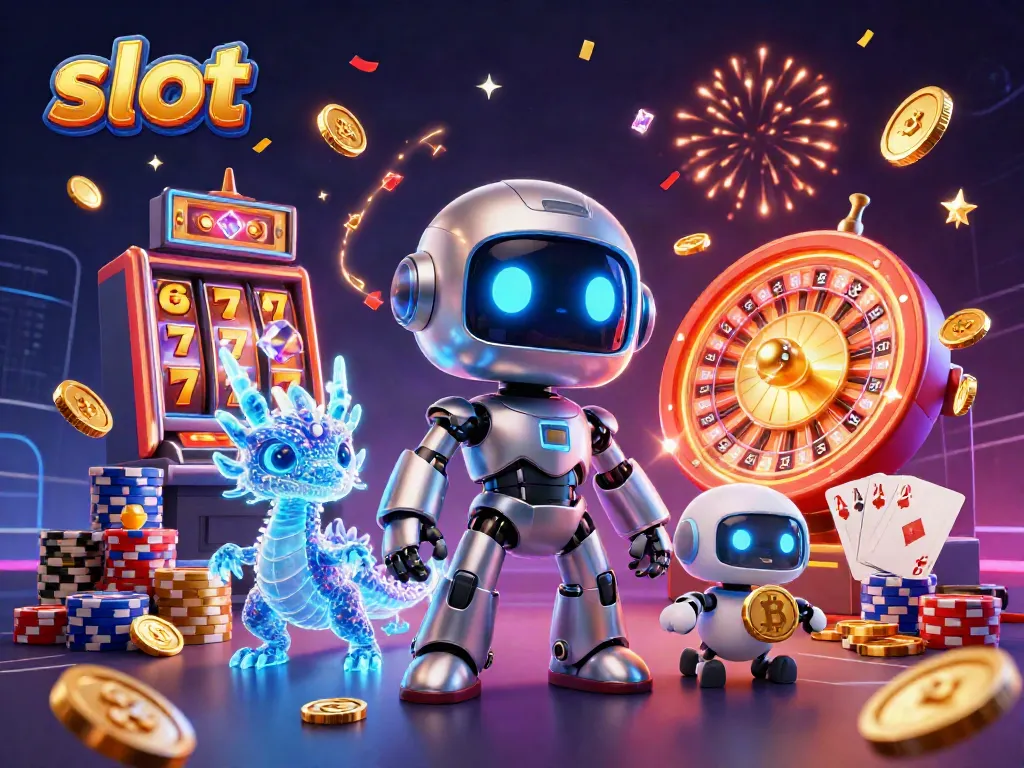 Engage with a vibrant slot scene featuring 3D characters, golden coins, and dynamic game elements.