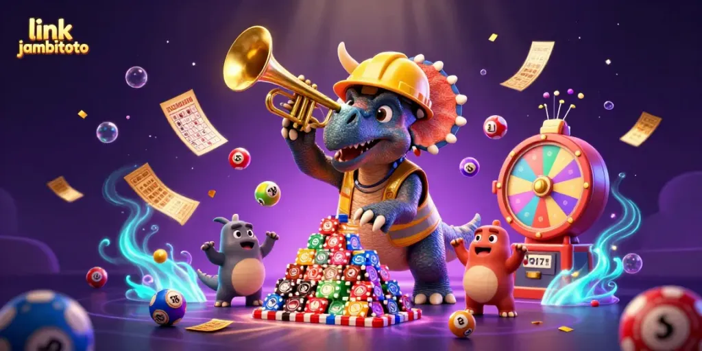 Engage with link jambitoto through vibrant lottery fun featuring excited characters and dynamic gaming visuals.