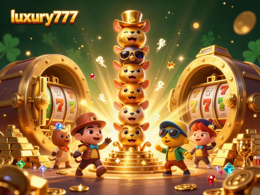 Experience thrills with luxury777's dynamic casino illustration showcasing interactive elements and lucky charms.