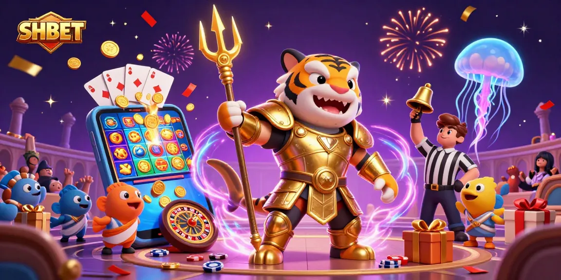 Experience thrilling wins with SHBET’s exciting casino games and promotions in this vibrant illustration.