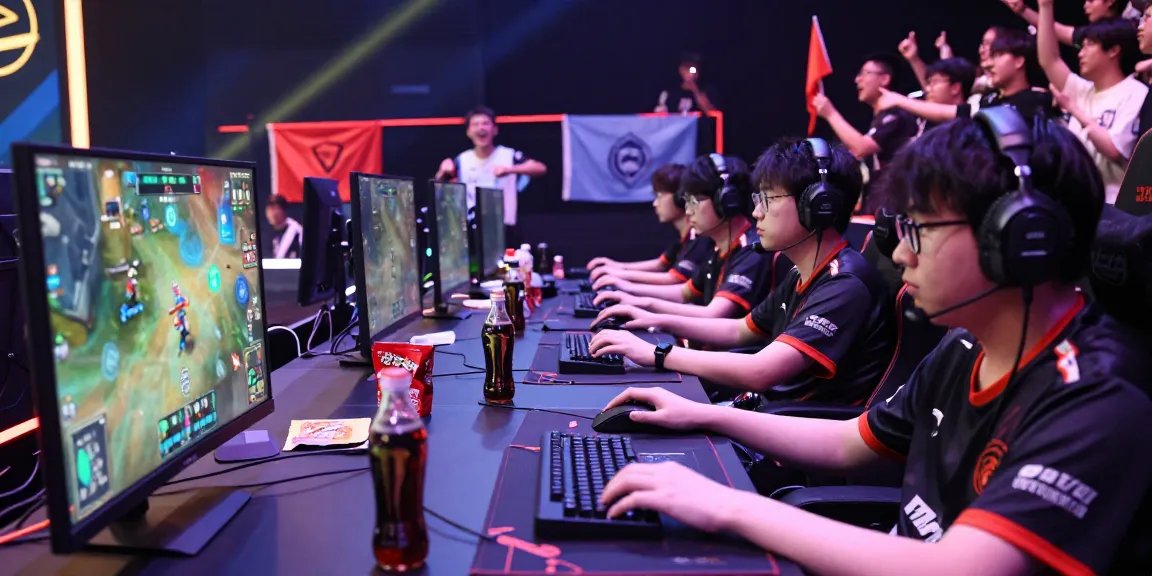 Exciting esports competition featuring go8 players in action at a vibrant gaming arena.