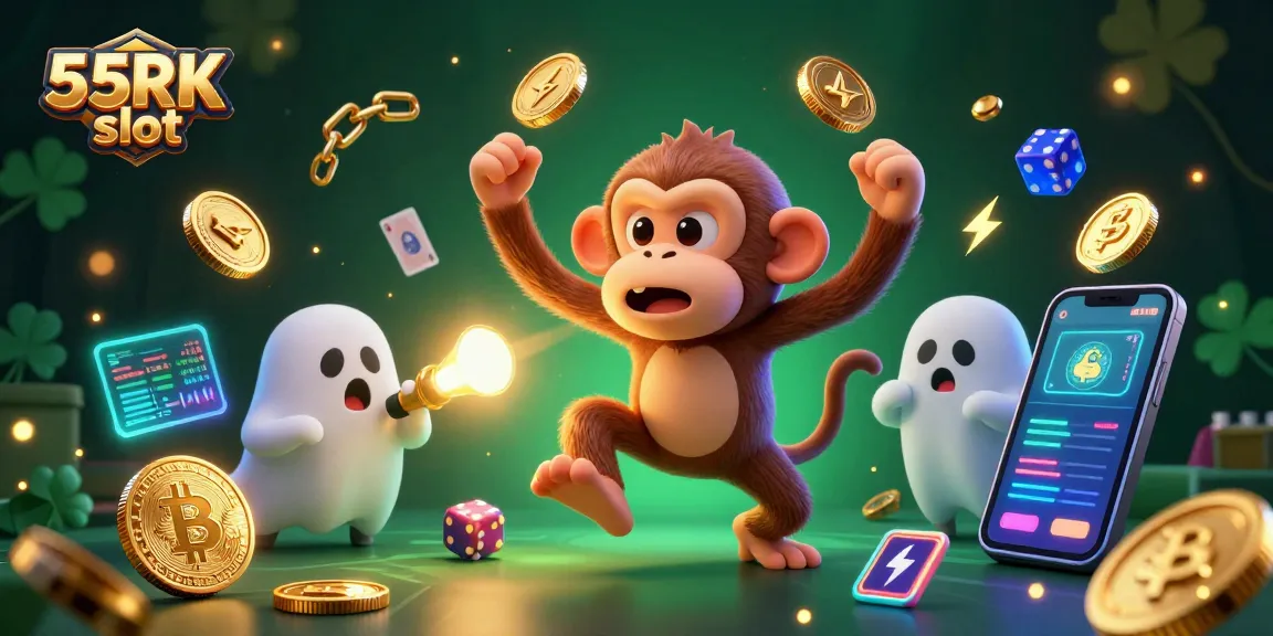 Experience thrilling gameplay with the 55RK slot in a dynamic haunted casino setting filled with vibrant elements.