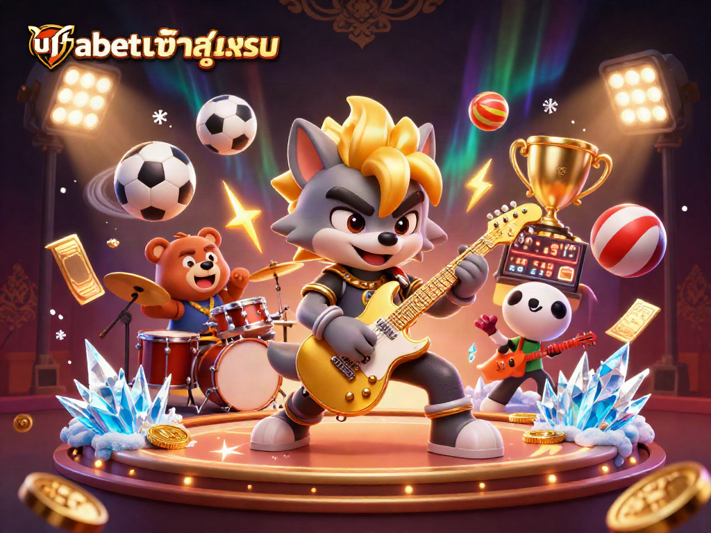 Experience the thrill of ufabetเข้าสู่ระบบ with vibrant 3D casino illustration featuring dynamic gaming elements.