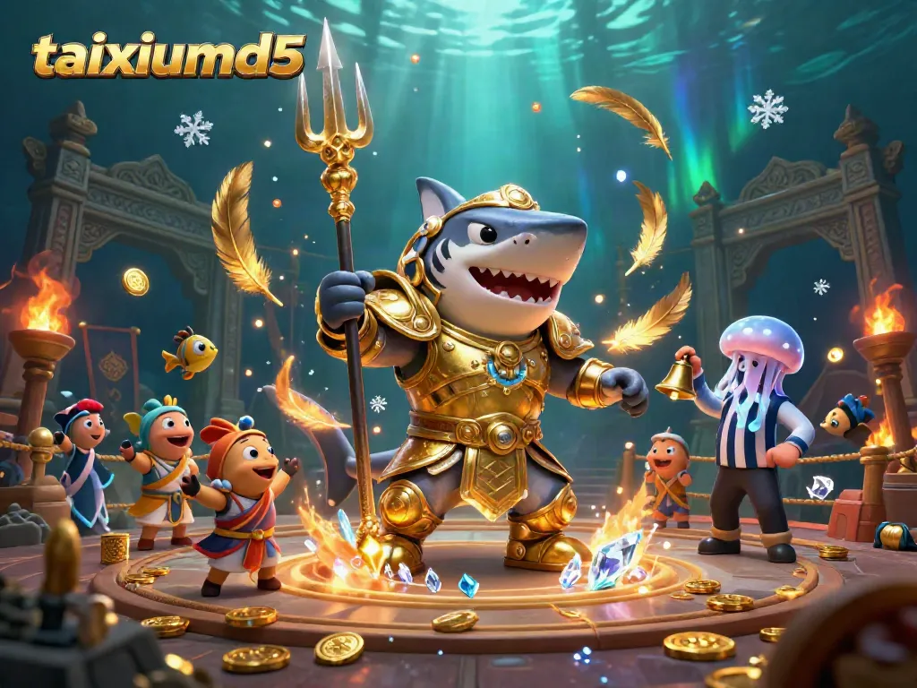 Experience thrilling gameplay at taixiumd5 with a vibrant underwater casino scene featuring unique characters and energetic elements.