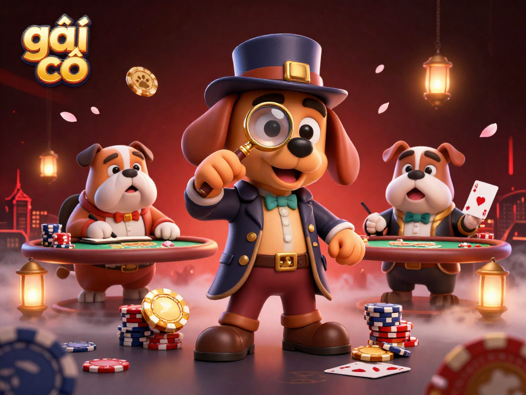 Engaging "gái gọi" theme capturing casino excitement with 3D characters, poker details, and dynamic imagery.