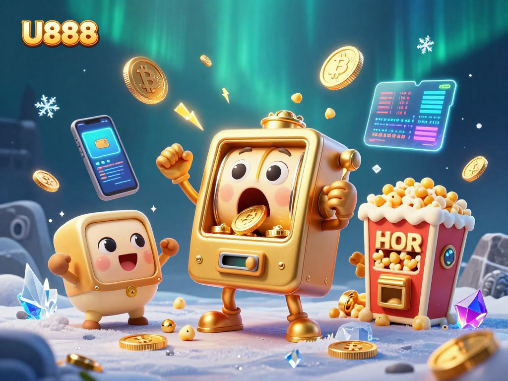 Experience a thrilling jackpot moment with U888's vibrant slot machines amidst a celebratory atmosphere.