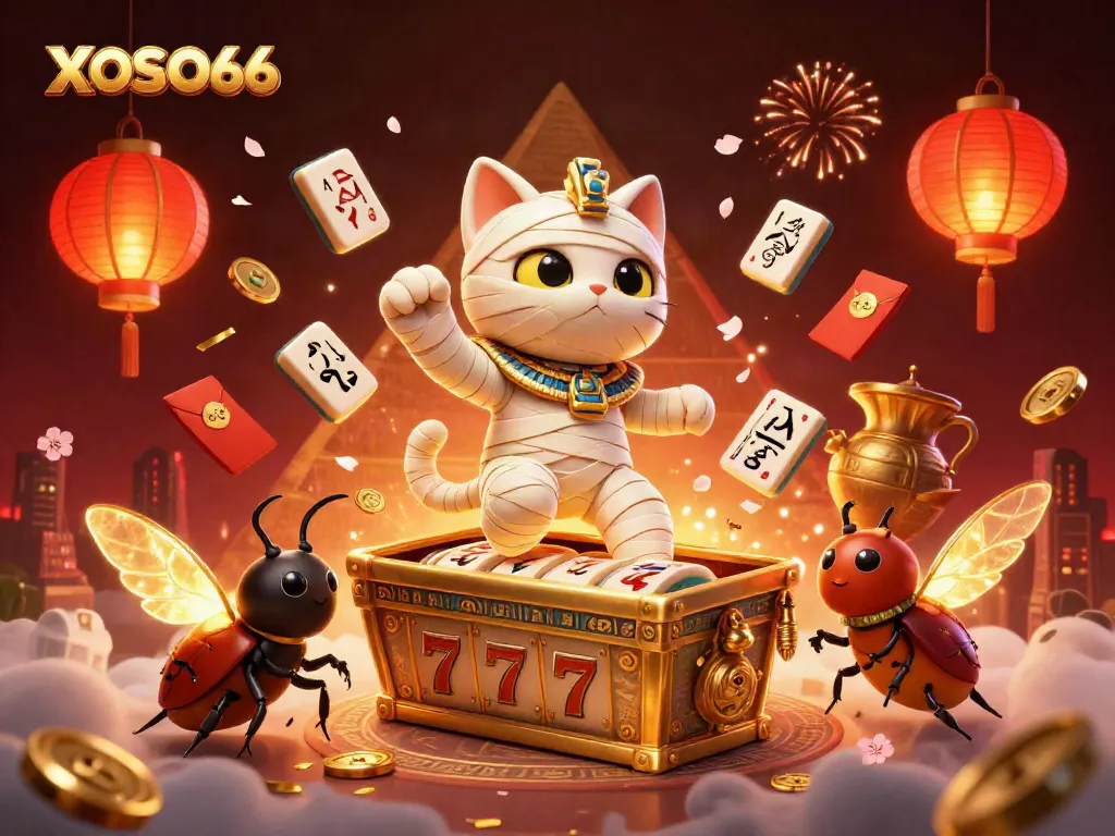 Experience exciting gameplay at XOSO66 with vibrant slot reels and dynamic casino elements.