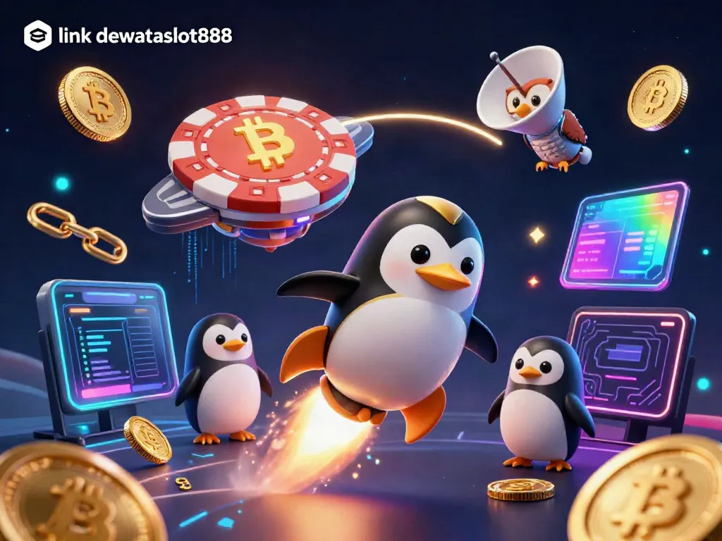 Latih strategi bermain capsa susun dengan link dewataslot888 di antara penguin berenergi dan stasiun kasino.