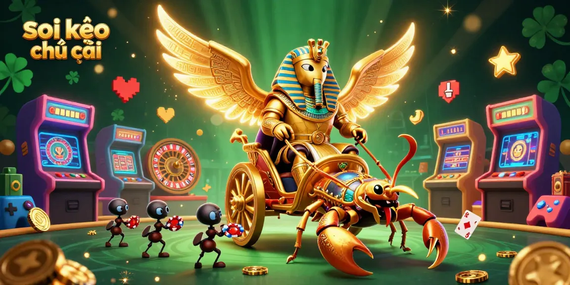 Engage with soi kèo nhà cái in this vibrant 3D casino illustration filled with interactive game elements.