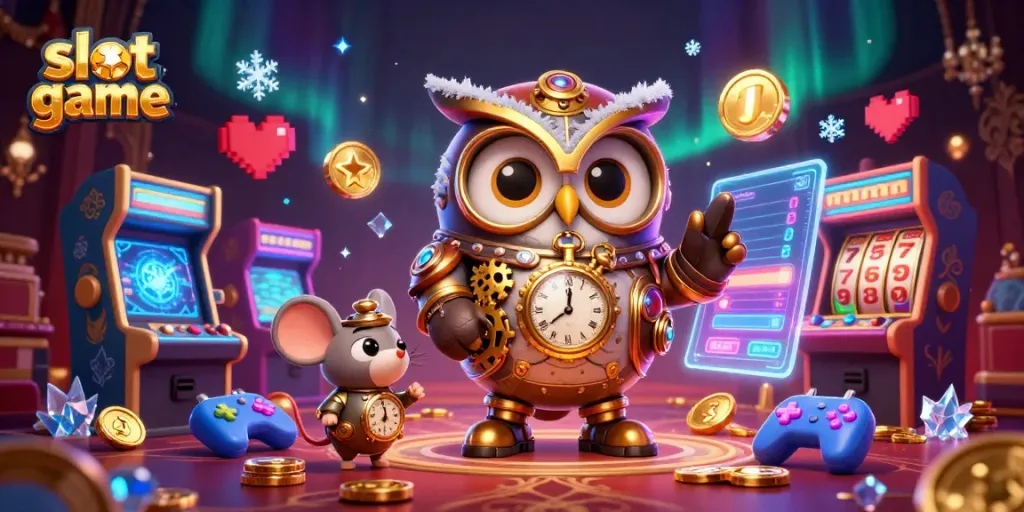 Engage with the vibrant slot game experience featuring detailed characters and interactive elements.