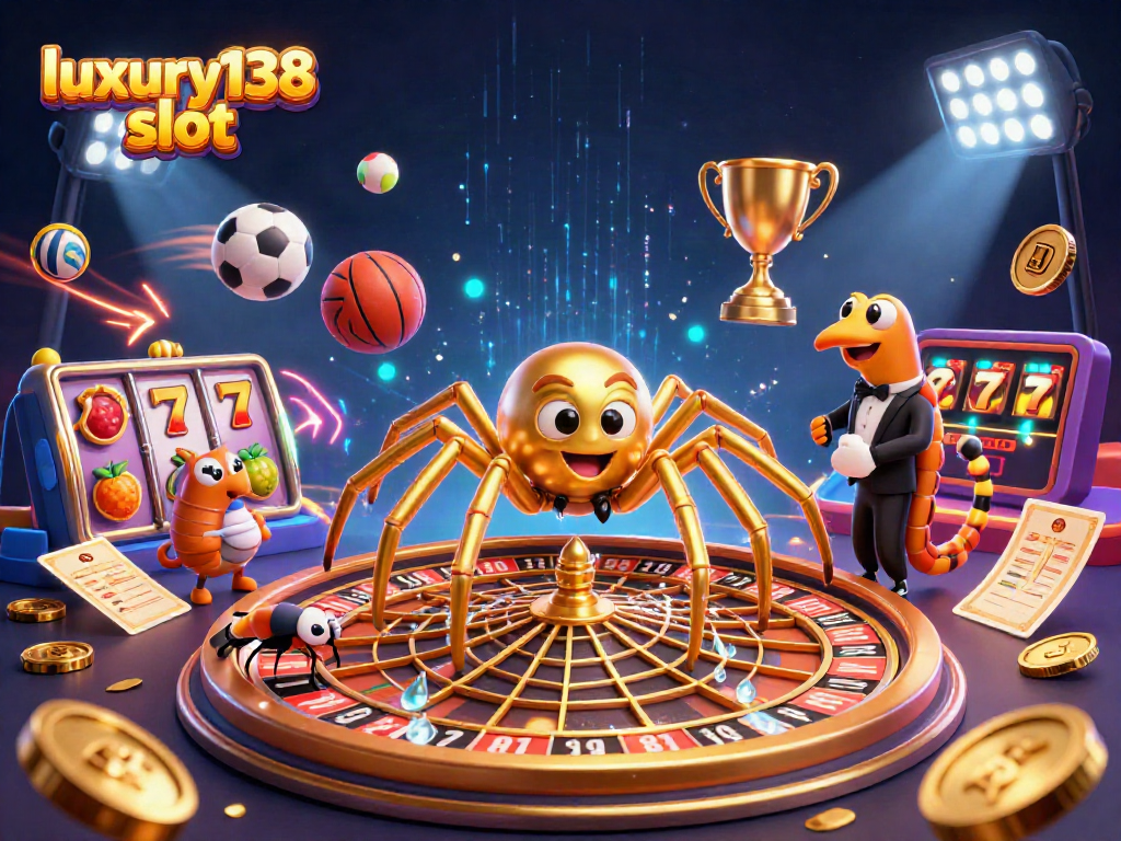 Melihat aksi seru pada luxury138 slot dengan laba-laba emas dan arahan bandar serangga.