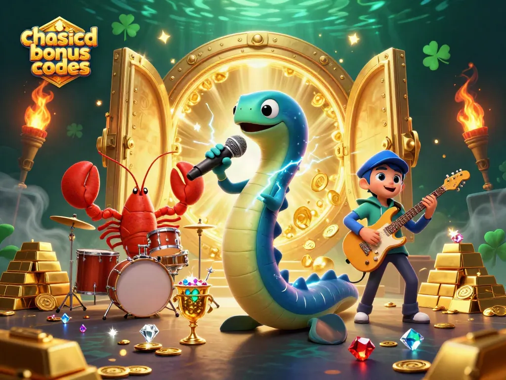 Watch the vibrant 3D scene depicting chanced casino bonus codes with an electric eel DJ performing.