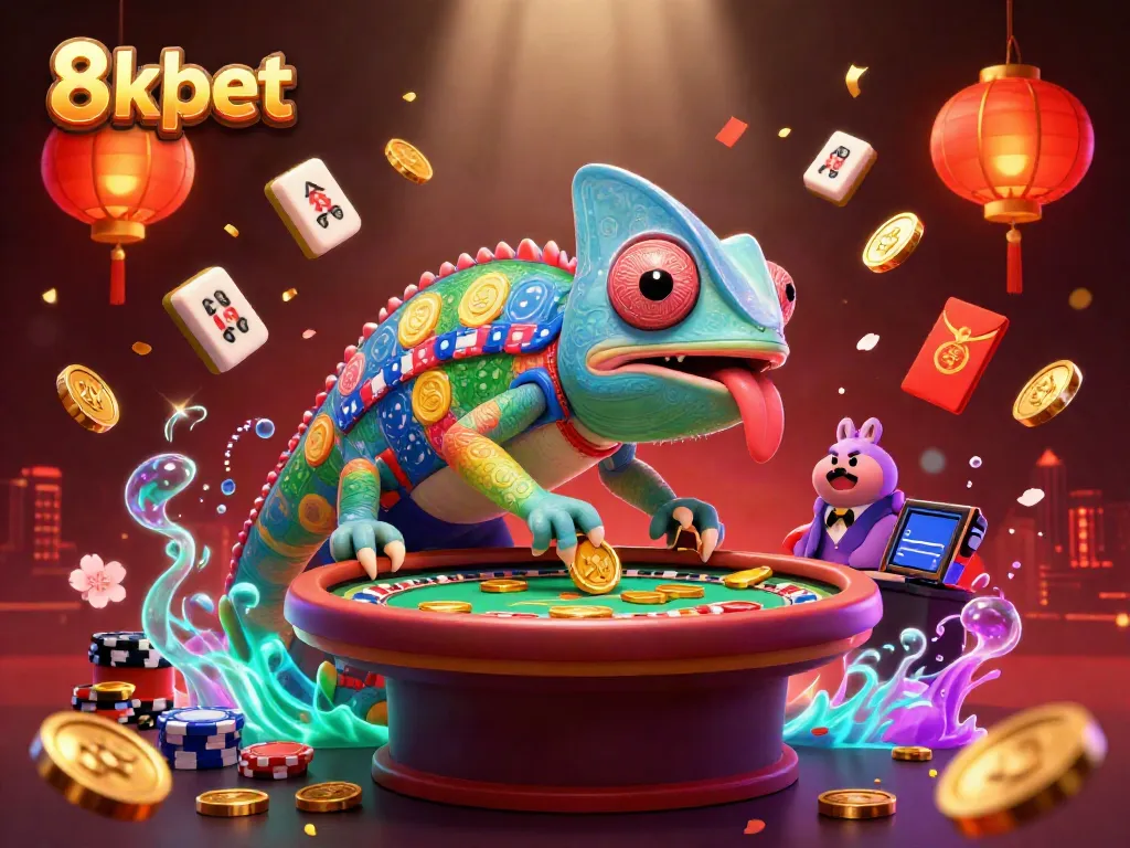 Immerse in the 8xbet casino experience with dynamic chameleon characters enchanting gaming elements.