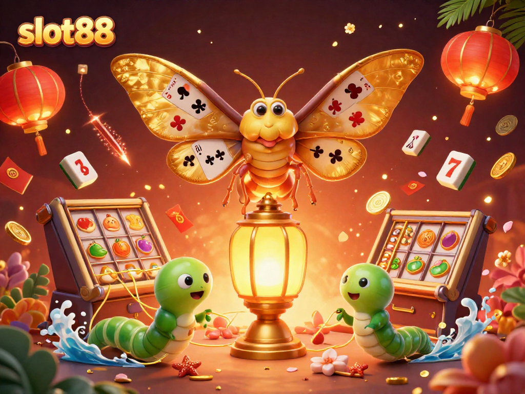 Menangkan pengalaman bermain slot88 dengan simbol keberuntungan dan lampion terang.