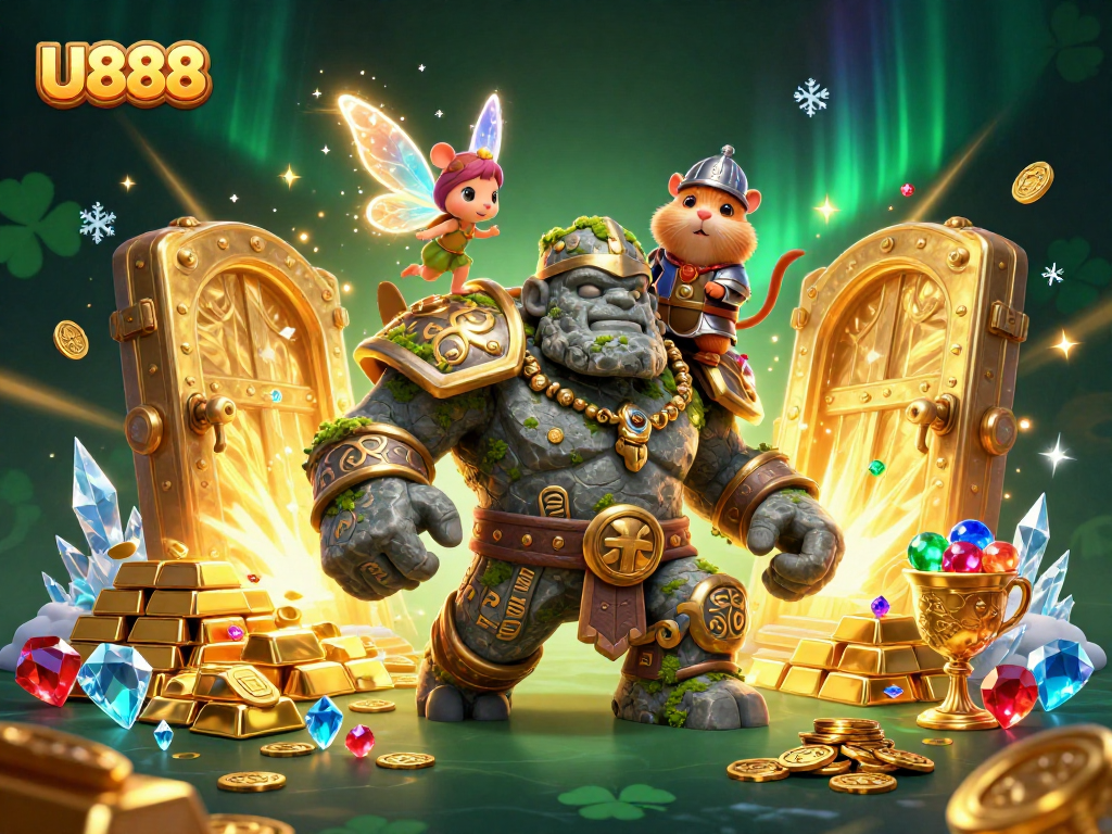 Experience the magic of U888 with enchanting characters in a vibrant, rich casino environment.